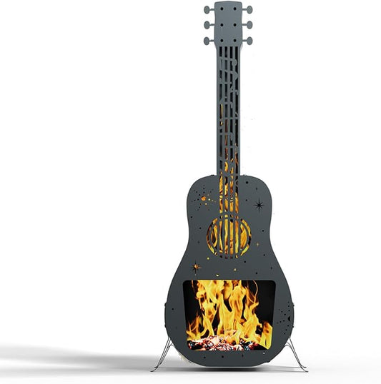 Chiminea Outdoor Fireplace,Wood Burning Chimenea with Chimney,Metal Chiminea Fire Pit for Outside Patio