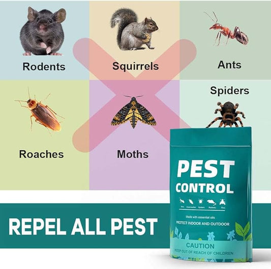 Pest Control Pouches Repel Mice, Mouse, Rats, Ants, Roaches, Spiders, Moths & Other Pest, Indoor Mice Repellent, Mouse Repellant, Rat Repellent Safe for Kids & Pets -9 Pouches