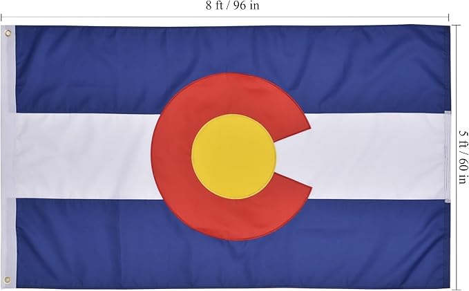 VICDRIA Colorado State Flag 5x8 Ft Deluxe Full Embroidered Premium Polyester Durable CO Outside Flag with Sewn Stripes and Brass Grommets for Indoor/Outdoor