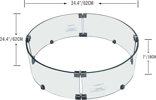 All Fire Table Pit Wind Screens and Stainless Steel Buner Lid from ELEMENTI | ELEMENTI Plus and MODENO (Wind Screens, Round 24.4" WS - 001)