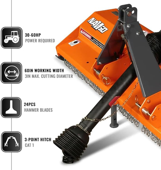60'' PTO Flail Mower 3 Point 30-60hp, NAM60