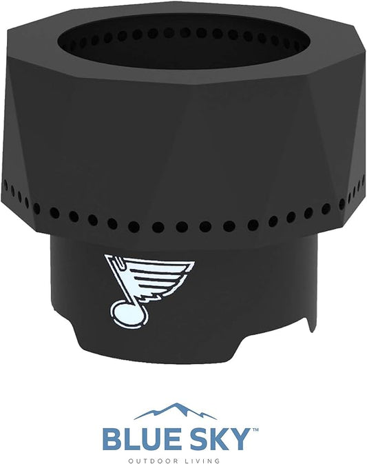 Blue Sky Outdoor Living NHL Calgary Flames Ridge Portable Steel Smokeless Fire Pit with Carrying Bag & Spark Screen Kit, Firewood & Wood Pellet