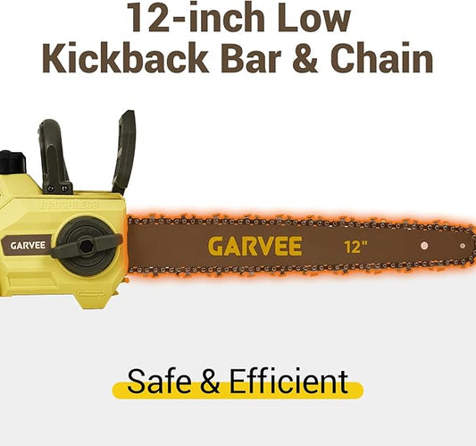 20V MAX Cordless Chainsaw with Battery and Charger, 12 Inch Portable Electric Chain Saw, Lightweight & Powerful Pruning Tool for Wood Cutting, Garden, Yard, and Outdoor Use(DCCS621B)