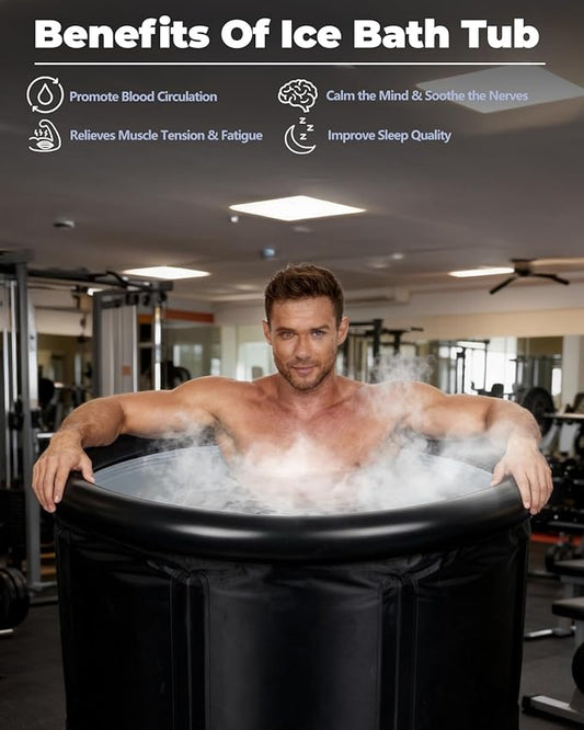 Ice Bath Cold Plunge Tub with Cover for Indoor Outdoor for Recovery, Cold Water Therapy, Athletes & Adults -105 Gallons, Black, XL