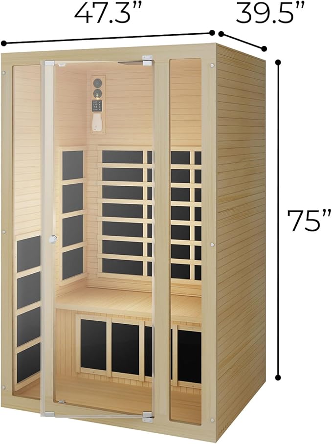 JNH Lifestyles Ensi 2-Person Home Infrared Sauna with Red Light Therapy, Ultra-Low EMF - Indoor Personal Luxury Spa for House and Gym
