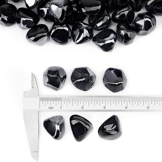 Stanbroil 10-Pound Fire Glass Diamonds - 1/2 inch Luster Fire Glass for Fireplace Fire Pit and Landscaping, Onyx Black Luster