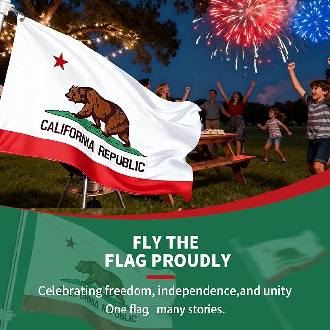 EMBROID California Flag 5x8,California State Flag,Fully Embroidery Technique,Tear Resistant,Sewn Stripes,Brass Grommets,Upgraded High-strength Polyester Fabric,All Weather Durable State Flags.