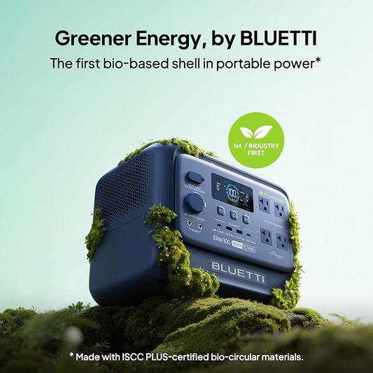 BLUETTI Elite 100 V2 (Bio-based) Portable Power Station, 1024Wh LFP Battery Backup w/ 4 1800W AC Outlets (3600W Surge), 35% Smaller, ISCC PLUS Certified Eco-Shell, Solar Generator for Camping, Outages