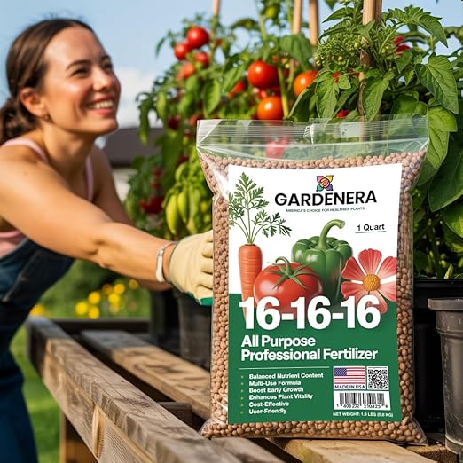 Gardenera 16-16-16 Premium All Purpose Professional Fertilizer - Lawn, Flower, Tree, Shrub & Vegetable Fertilizer (10 Quarts)