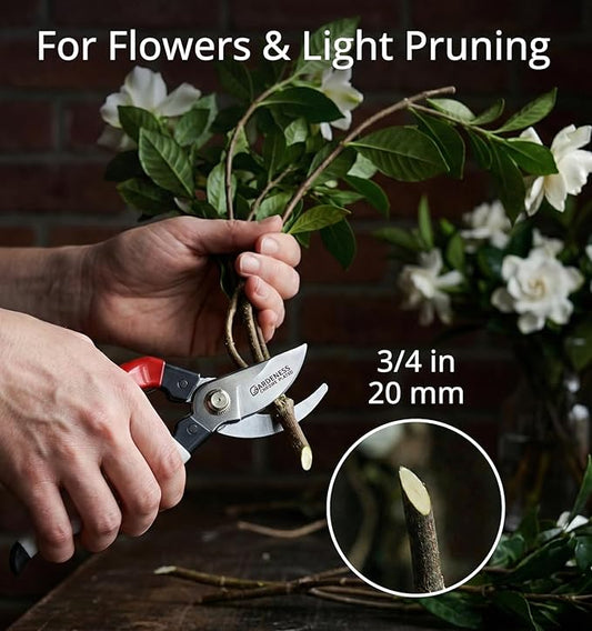 Gardeness Japanese Pruning Shears, Professional Bypass Heavy Duty Garden Pruner Secateurs – Lightweight Easy Grip Hand Pruners Branch Clippers for Gardening, Trimming, Harvesting. Made in Taiwan