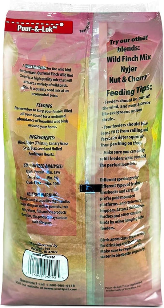 Scott Pet Wild Bird Seed, Wild Finch Mix, 10 lbs Bag, Finch Feed, Contains Nyjer Seed, Great for Tube Feeders, Food for Outside Wild Birds