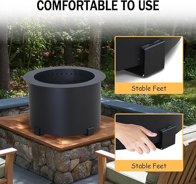 23.6 Inch Smokeless Fire Pit Stove, Outdoor Bonfire Firepit Stainless Steel, Wood Burning Fireplaces for Patio, Backyard, Camping