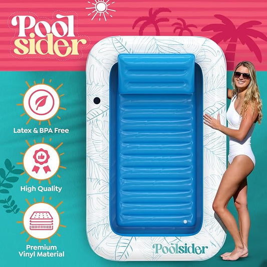 Premium Inflatable Tanning Pool Lounger | Large Inflatable Tanning Bed for Adults - 4 in 1 Multipurpose Suntan Tub | Pool Floats Adults, Inflatable Pool Float | Tanning Float - Sunbathing Pool Raft