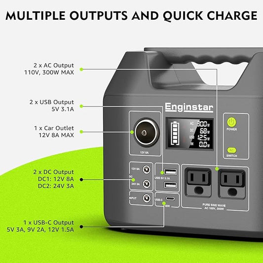 Solar Generator, 296Wh Portable Power Station,110V Pure Sine Wave, 80000mAh Backup Battery Power Supply for CPAP Outdoor Camping, Traveling, and Emergencies