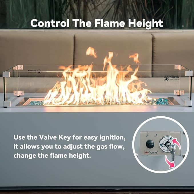 Skyflame 36 x 6 Inch Liner Fire Pit Pan Kit, Stainless Steel Drop-in Fire Pit Pan and Burner, Come with Spark Ignition and Propane Hose, Indoor/Outdoor Fire Table DIY Decorative