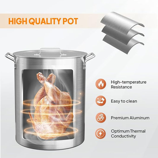 ROVSUN 30QT Turkey Fryer with 54000BTU Propane Gas Stove, Outdoor Aluminum Deep Fryer & Seafood Boiler for Crawfish crab Boiling with Lifting Hook, Turkey Rack, Basket, Marinade Injector, Thermometer