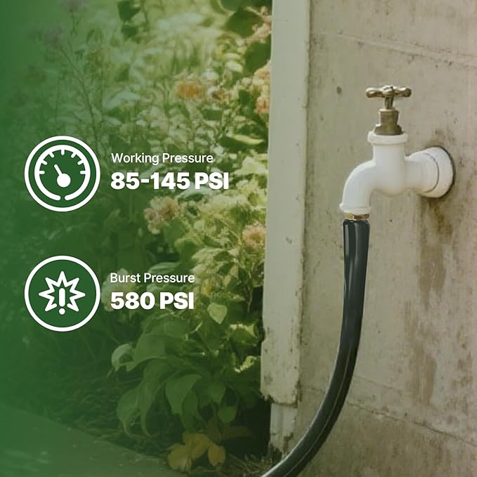 Lightweight Flat Garden Hose 100ft, 800D Woven Water Hose with 3/4โ Aluminum-Copper Fittings with 2 Rubber Washers, 580 PSI Burst Pressure, Flexible Kink-Free Hose for Outdoor, Lawn & Yard Use