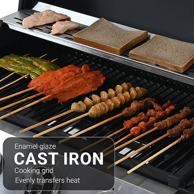 Endark 4-burner | 34,000 BTU all-purpose cast iron bbq grill | Perfect for outdoor cooking, garden, poolside, tailgating and hiking | great for roasting, searing, kebabs