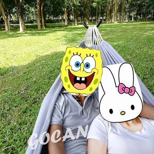 GOCAN Brazilian Double Hammock 2 Person Extra Large 330X150cm Load Capacity 600Pound Canvas Cotton Hammock for Patio Porch Garden Backyard Lounging Outdoor and Indoor XXL(Grey)