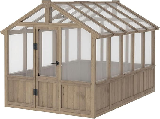 BlueWish 6x10FT Greenhouse, Greenhouse for Outdoor with Cedar Frame, Adjustable Vent, Wood Greenhouses with 6MM Polycarbonate Panel, Green House for Outside, Garden, Backyard
