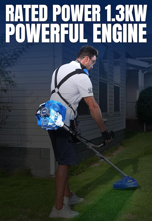 WILD BADGER POWER 52cc Weed Wacker Gas Powered, 3 in 1 String Trimmer/Edger 18’’ with 10’’ Brush Cutter,Rubber Handle & Shoulder Strap Included