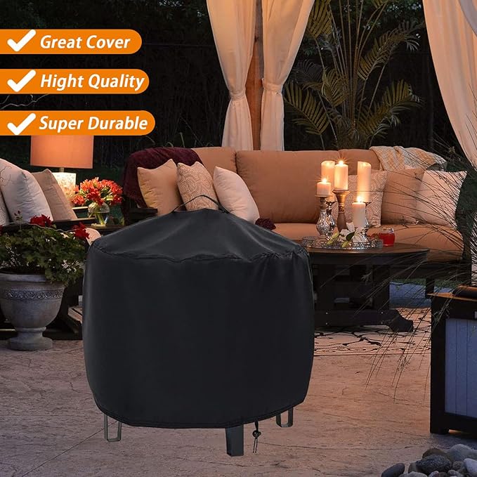 Fire Pit Cover, 20inch Firepit Cover, Waterproof Outdoor Covers with Handles and Drawstring-20x15inch