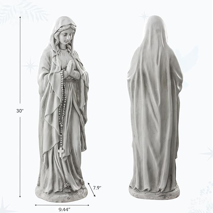Ultym Virgin Mary Praying Statue, Large 30" Outdoor Religious Garden Statue, Blessed Mother Mary Statues Catholic, Durable Weather MGO Stone Sculptures Decorations for Home,Yard,Patio,Forch