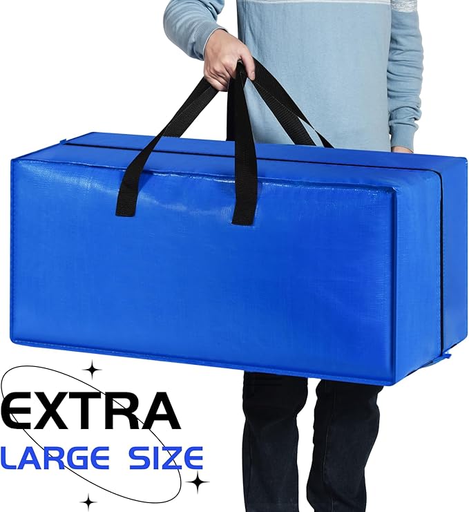 Moving Bags, Storage Totes, Extra Large Storage Bags for Moving Supplies, College Dorm Essentials, Bedroom Closet, Packing Bags with Backpack Handles Zipper Compatible with IKEA Frakta Cart(2 Pack)