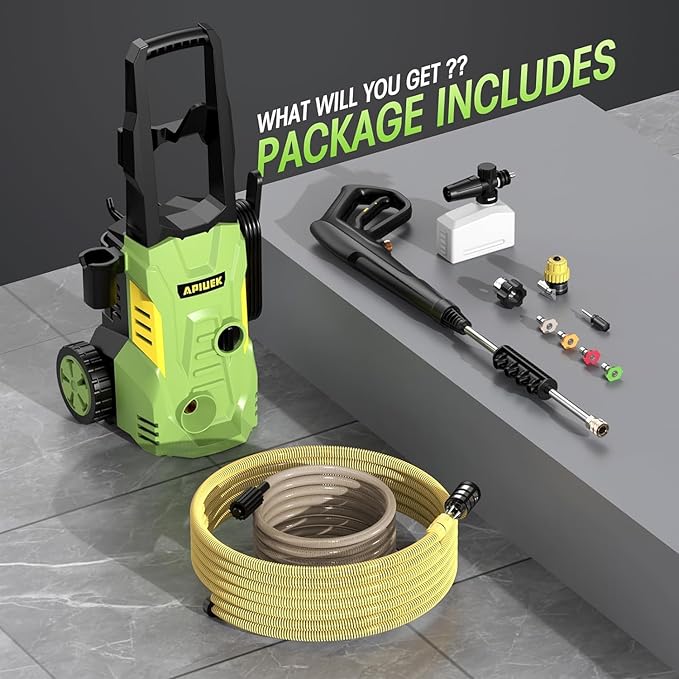Duede Electric High Pressure Washer - Portable Washer with 23 FT Water Outlet & 6.6 FT Inlet Hose, Steel Spray Wand, Foam-Adjustable Cannon, 4 Nozzle Set, Cleans Car/Patio/Fence/Window, 3800PSI 2.4GPM
