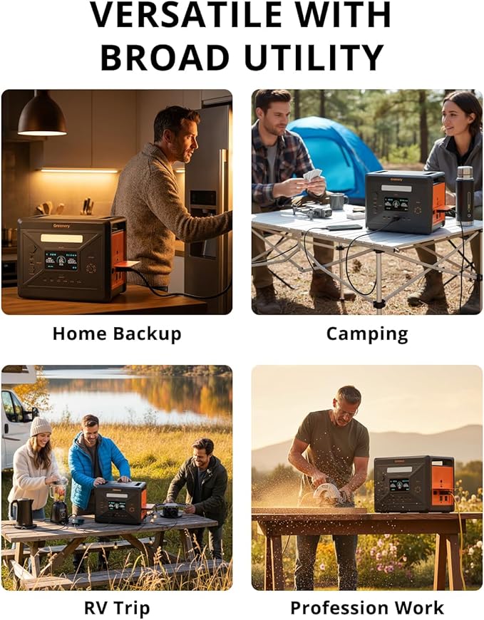 Greenery 2500W Power Station, 2304Wh Solar Generator, LiFePO4 Battery 1.5Hrs Fast Charging With 4 AC Outlets (Peak 5000W), Portable Power Station For Home Camping Outdoor Battery Backup