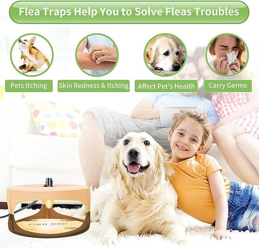 Flea Traps for Inside Your Home,New Bed Bug Trap with Light Refills and Sticky Pads,Electronic Fly Gnat Traps Indoor,Sticky Flea Bombs for Home Indoor(Beige, 2 Pack)