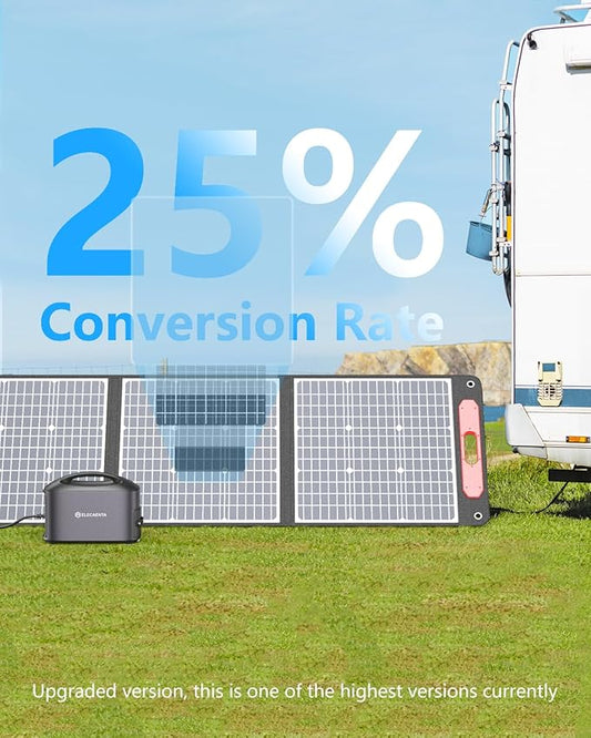 ELECAENTA 200W Portable Solar Panel for Power Station, 25% High Efficiency, Ultra Light with Kickstands, 20V/10A Foldable ETFE Solar Charger for Camping RV Trip Outdoor Home Backup Off Grid