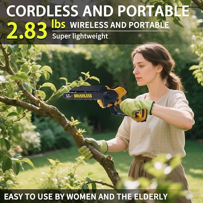 Mini Chainsaw Compatible With Dewalt 20V Battery MAX,8 Inch & 6 Inch Cordless Pruning Chainsaws,1000W Brushless Powered Mini Chain Saw for Tree Trimming (Not Battery)