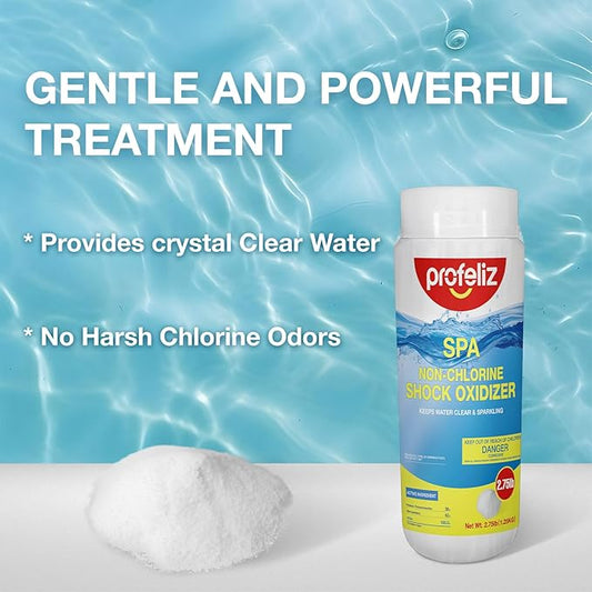 PROFELIZ Non Chlorine Shock Oxidizer, 2 Pack, 2.75 lbs per Bottle,Fast-Acting, Shock Oxidizer for Hot Tubs,Spas and Pools,5.5lb