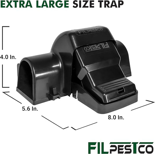 Set of 2 Professional Grade Extra Large Tunnel Rat Snap Traps, Mouse Trap, Reusable Trap, Heavy Duty for Indoor and Outdoor Pest Control Rodent Solutions