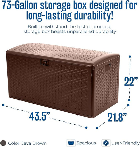Plastic Development Group Outdoor Storage Deck Box, Standard Closure, 73 Gallon, Java