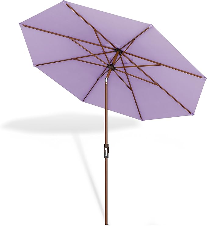 Midtown Umbrellas The Wooden 2-10 Feet Large Patio Umbrella, Terylast Midtown Purple Fabric, Aluminum Frame For Backyard Umbrella, Deck Umbrella, Garden Umbrella & Pool Umbrella - Wooden Pole