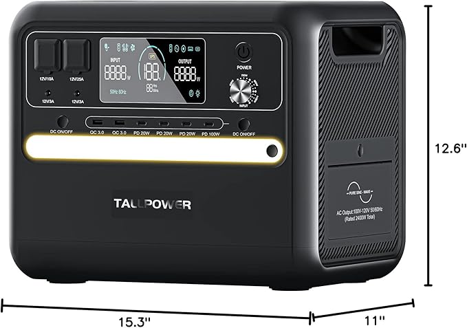 2400W Portable Power Station, 2160Wh Ultra-Large Capacity, LiFePO4 Battery 6 AC Outlets, Solar Charging, Suitable for Home Disaster Preparedness, Outdoor Camping, and RV Travel(2400W Power Station)