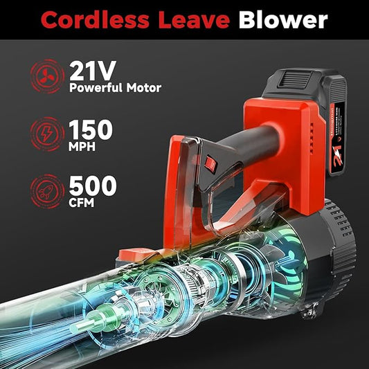 for Men Cordless Leaf Blower 4.0Ah: Lightweight Handheld Blower 21V Low-Voice for Yard Cleaning, Home Garden and Daily Maintenance
