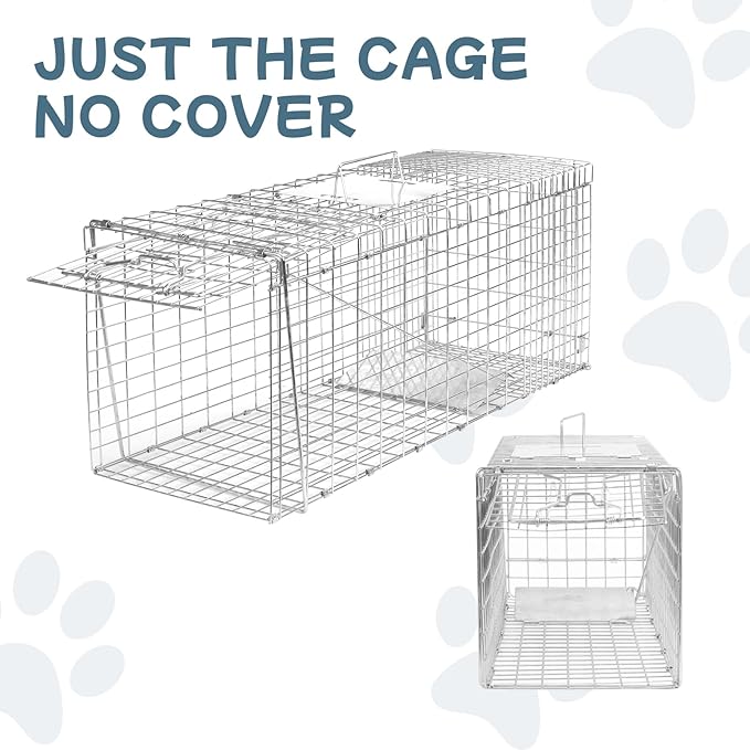 Animal Trap 24"x8"x7" Cage Trap, Heavy Duty Folding Raccoon Traps, Humane Cat Trap for Stray Cats,Rabbits,Squirrels,Outdoor Small Animal Trap,Humane Catch & Release