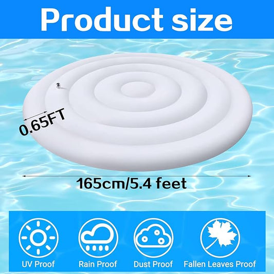 5.4 Ft Inflatable Hot Tub Cover, Round Hot Tub Cover, Energy Saving Lid for Round Hot Tub, Outdoor Inflatable Hot Tub, Foldable Protective Rain Overflow Cover for Outdoor Inflatable Hot Tubs
