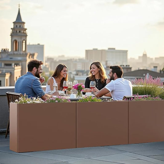 Rectangular Planter Box with Removable Insert Shelf - 32x12x24 Inches Large Size Planters for Patio, Yard, Terracotta