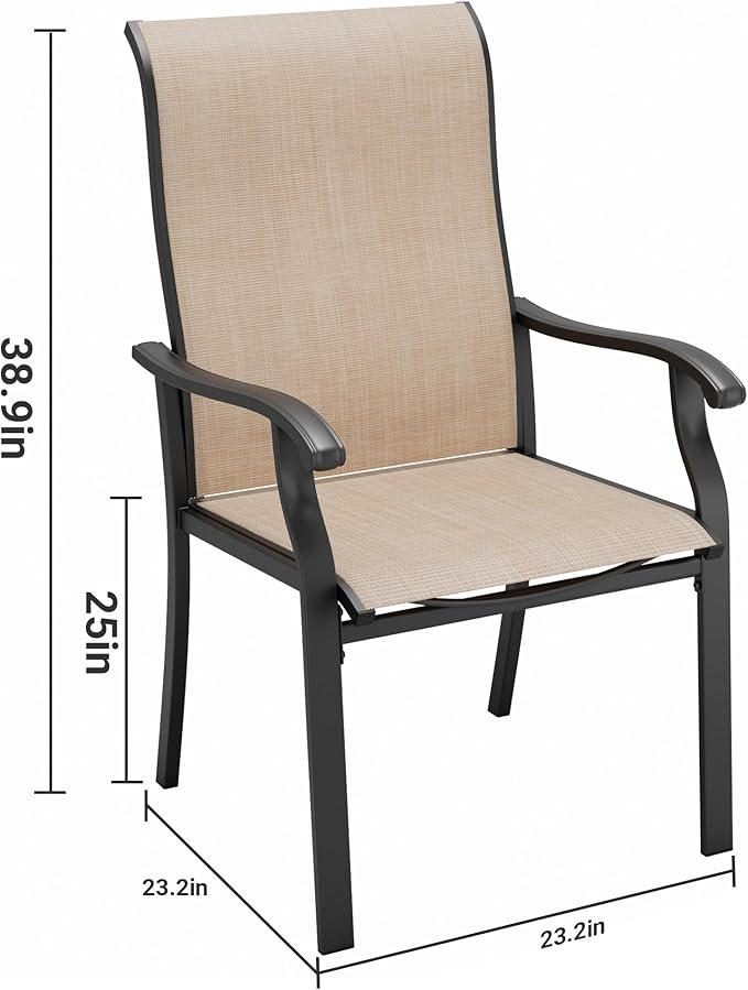 Pamapic Textilene Outdoor Dining Chair 1 Piece, Perfect for Garden, Backyard, Poolside, Patio, Beige