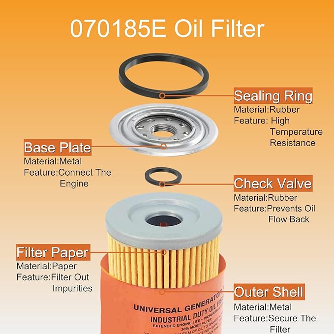 Arpisziv 070185ES Oil Filter Replaces Ge-nerac Engines 8-24kw Guardian Portable Outdoor Generator 760cc 990cc (4 Pack)