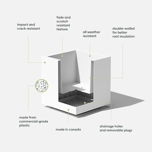 Veradek Block Series Cube Plastic Planter - Large Square Planter for Indoor or Outdoor Patio/Garden | Durable All-Weather Use with Drainage Holes | Modern Décor for Tall Plants, Trees, Flowers