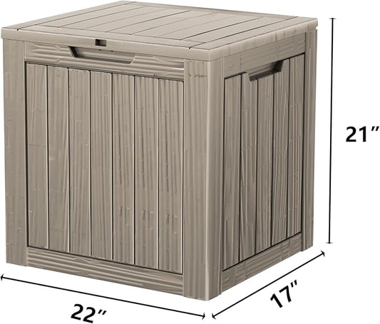 Mersco 28 Gallon Double-Wall Resin Deck Box - Lockable Waterproof Outdoor Storage Box, 151lbs Capacity & Doubles as Seating for Patio Furniture - Garden Tools, Pool Accessories (Grey)
