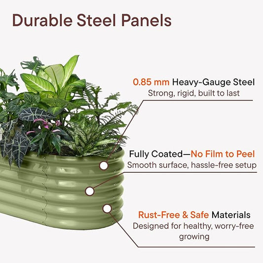 4-Pack Raised Garden Bed 6x2x1.5 ft, 17" Tall Galvanized Metal Planter Boxes Outdoor, Durable Steel Flower Bed for Herb Strawberry, Zn-Al-Mg Garden Boxes for Small Space - Brooklyn Grey