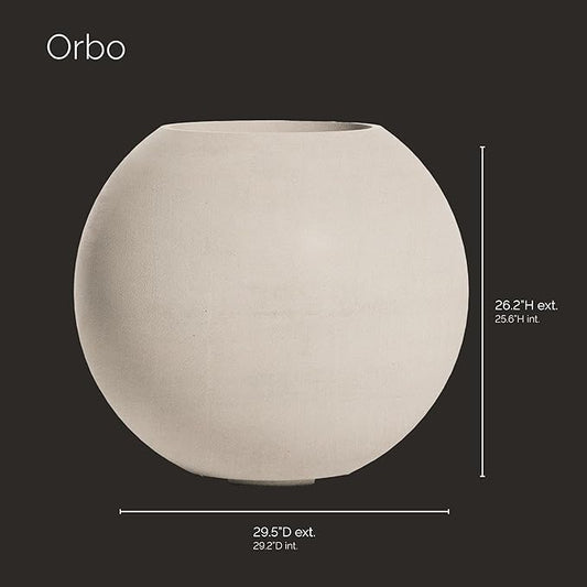 Orbo Globe Sphere Planter - 29.5 in x 29.5 in x 26.2 in - Sand Stone