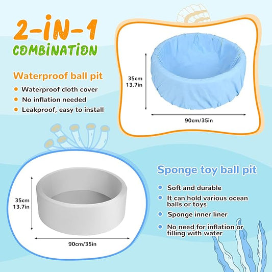Foam Ball Pit, 35 inch x 12 Inch Soft Ball Pit for Kids, Indoor Playground Ball Pool, Outdoor Swimming Pool, Ideal Gift for Children - Balls not Included