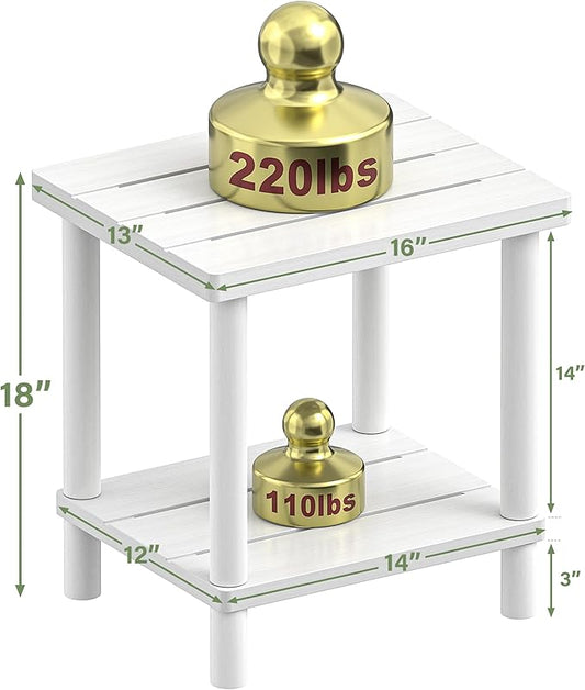 LEJANEOYE Outdoor Side Table, 2-Tier Small Outdoor Table for Patio, Adirondack Side Tables for Outside or Indoor, Bamboo End Table for Pool, Porch, Weather Resistant Easy Maintenance